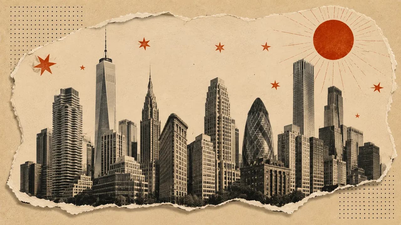 Collage of a city skyline for EventHub, a local events platform.